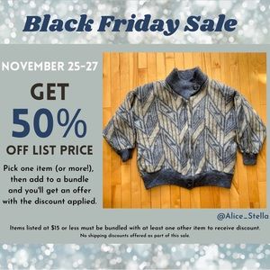 Vintage 80s TUNDRA Woolen Blue-Grey Oversized Cottagecore Sweater Bomber Jacket